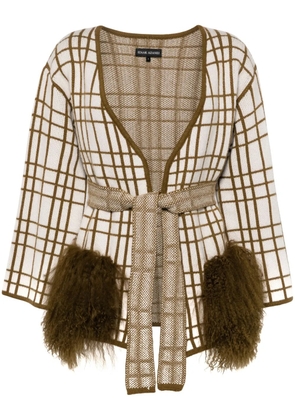 Izaak Azanei check-pattern wool cardigan - Green