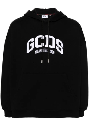 GCDS logo-embroidered hoodie - Black