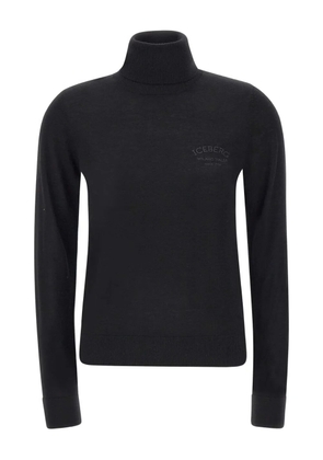 Iceberg logo-embroidered turtleneck sweater - Black