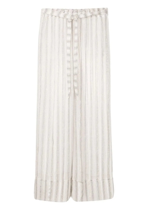 Amir Slama stripe-print tie-waist palazzo pants - White