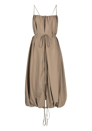 Goen.J zip-embellished ballon taffeta dress - Brown