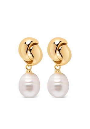 Nialaya Jewelry gold knot pearl earrings