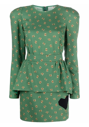 Ulyana Sergeenko printed peplum dress - Green