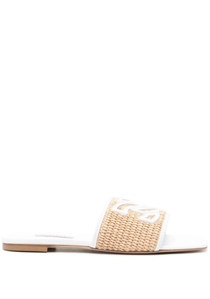 Casadei Portofino woven-raffia slides - White