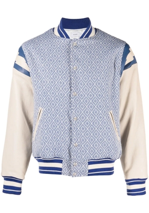 RHUDE diamond-jacquard baseball jacket - Blue