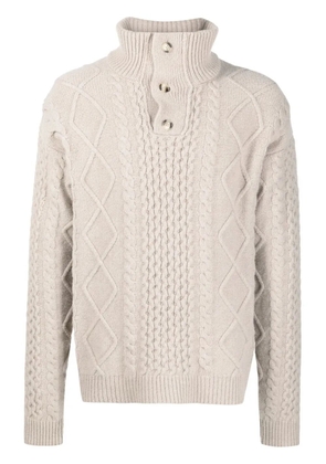 Nanushka button-collar cable-knit jumper - Neutrals