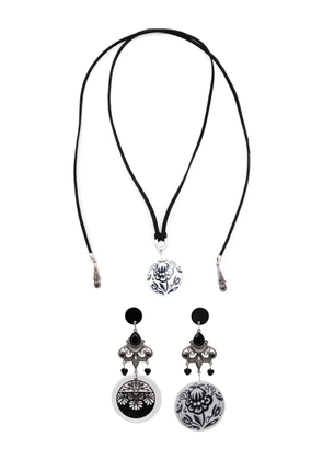 Amir Slama Bijoux floral-pendant necklace earrings set - Black