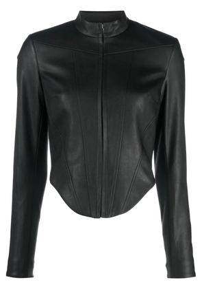 MISBHV corset faux-leather biker jacket - Black
