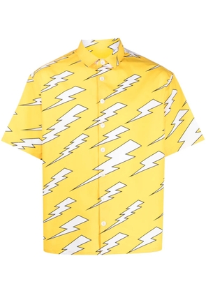 Neil Barrett thunder-print cotton shirt - Yellow