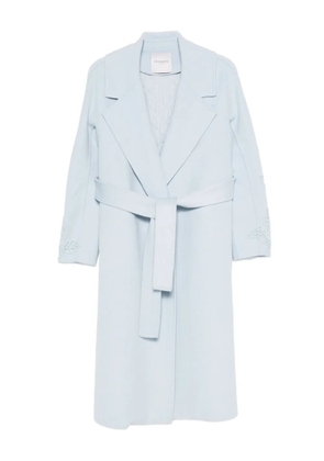 ERMANNO FIRENZE floral-embroidered belted coat - Blue