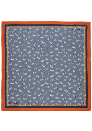 Bally graphic-print silk scarf - Blue