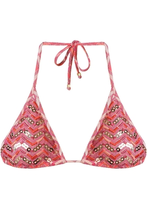 Amir Slama printed triangle bikini top - Pink