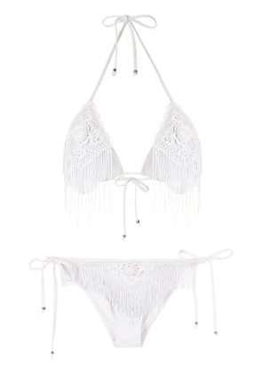 Amir Slama beaded embroidery bikini set - White