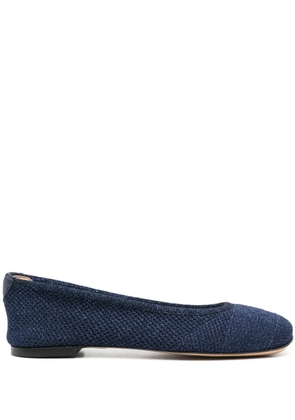 Casadei lurex-detail knitted ballerina shoes - Blue