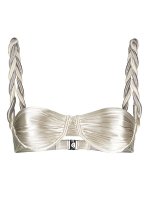 Isa Boulder reversible chunky-rope bikini top - Silver