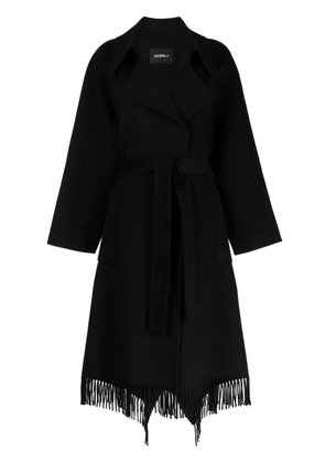 Goen.J double-faced fringed coat - Black
