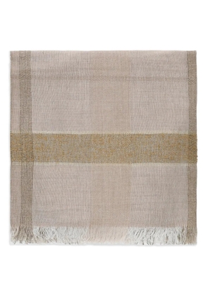 Peserico fringed checked scarf - Neutrals