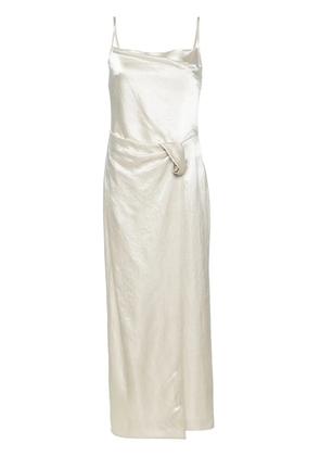 Nanushka ruched-detailing satin midi dress - Neutrals