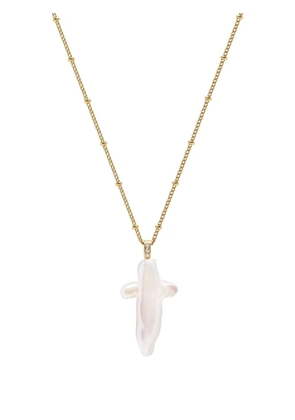 Nialaya Jewelry Pearl Cross chain necklace - Gold