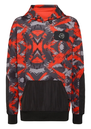 Plein Sport camouflage-print logo-patch hoodie - Orange