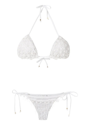 Amir Slama beaded embroidery bikini set - White