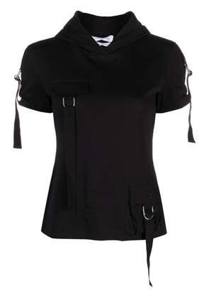 Blumarine cargo-pocket hooded cotton T-shirt - Black