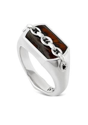 Stephen Webster Inline tiger eye pinky ring - Silver