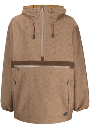 White Mountaineering geometric pattern half-zipped jacket - Brown