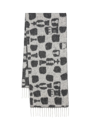 Henrik Vibskov chess pieces-jacquard wool scarf - Black