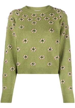 Kenzo floral-embroidered wool jumper - Green