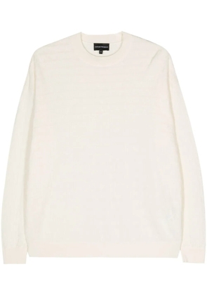 Emporio Armani logo-jacquard cotton jumper - Neutrals