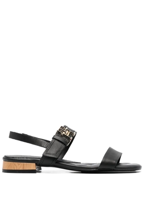 Tommy Hilfiger logo-buckle leather sandals - Black