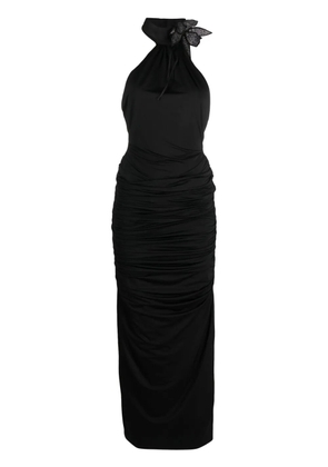 Giuseppe Di Morabito floral-appliqué halterneck gown - Black
