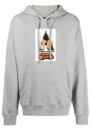 Mostly Heard Rarely Seen 8-Bit Clock Is Working graphic-print cotton hoodie - Grey