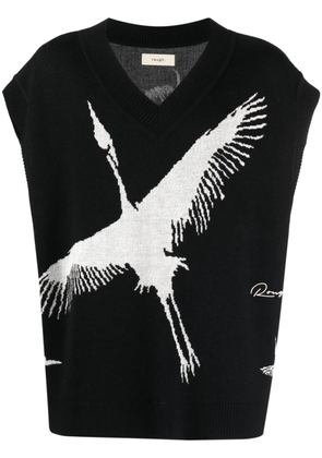 ROUGH. patterned intarsia-knit sleeveless jumper - Black