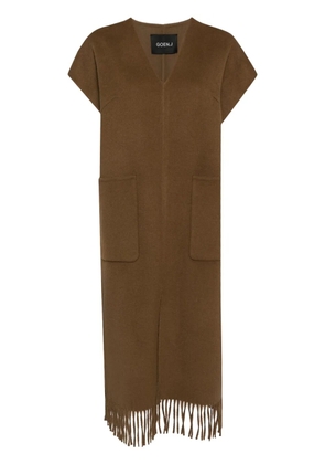 Goen.J double-faced fringed dress - Brown