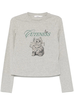 b+ab graphic-print long-sleeves T-shirt - Grey