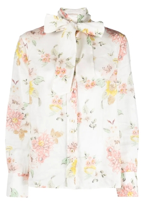 ZIMMERMANN floral-print ramie blouse - White