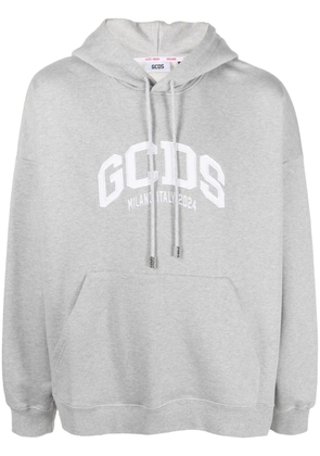 GCDS logo-patch jersey cotton hoodie - Grey