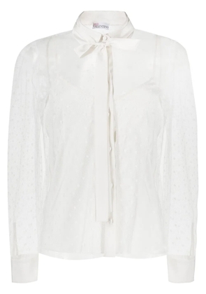 RED Valentino point d'esprit long-sleeved blouse - White
