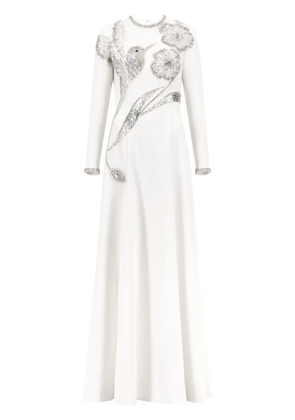 Dina Melwani crystal-embellished gown - White