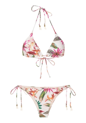 Lygia & Nanny Maya botanical-print triangle bikini - White