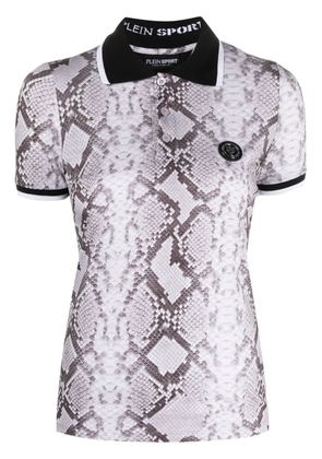 Plein Sport snake-print logo-lettering top - Grey