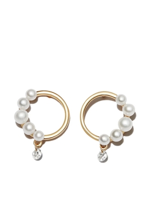 Persée 18kt yellow gold pearl and diamond stud earrings