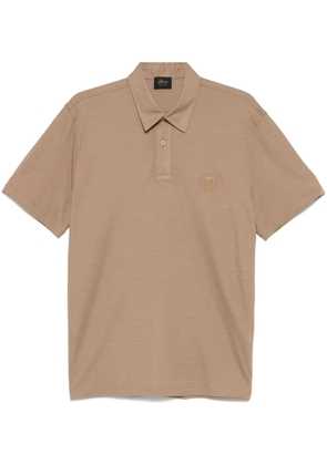 Brioni logo-embroidered polo shirt - Brown