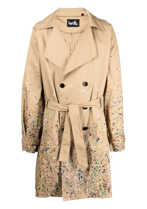 Haculla paint splatter trench coat - Brown
