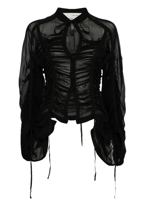 Isabel Benenato strap-detail draped top - Black