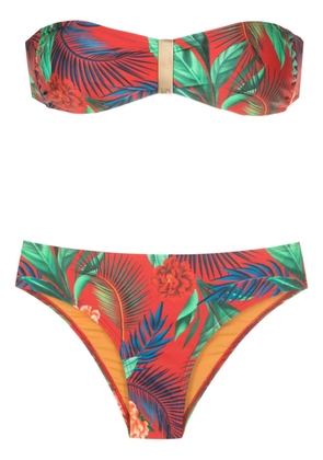 Lygia & Nanny Ester botanical-print bandeau bikini - Red