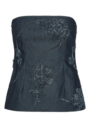 ROTATE BIRGER CHRISTENSEN rose-embellished strapless top - Blue