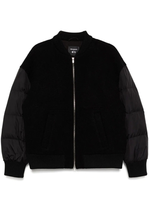 CROQUIS Ribbed-knitted hem bomber jacket - Black